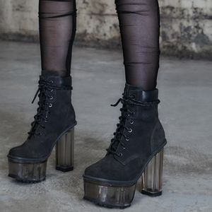 Darker wavs kickdrum suede clear heeled workboot